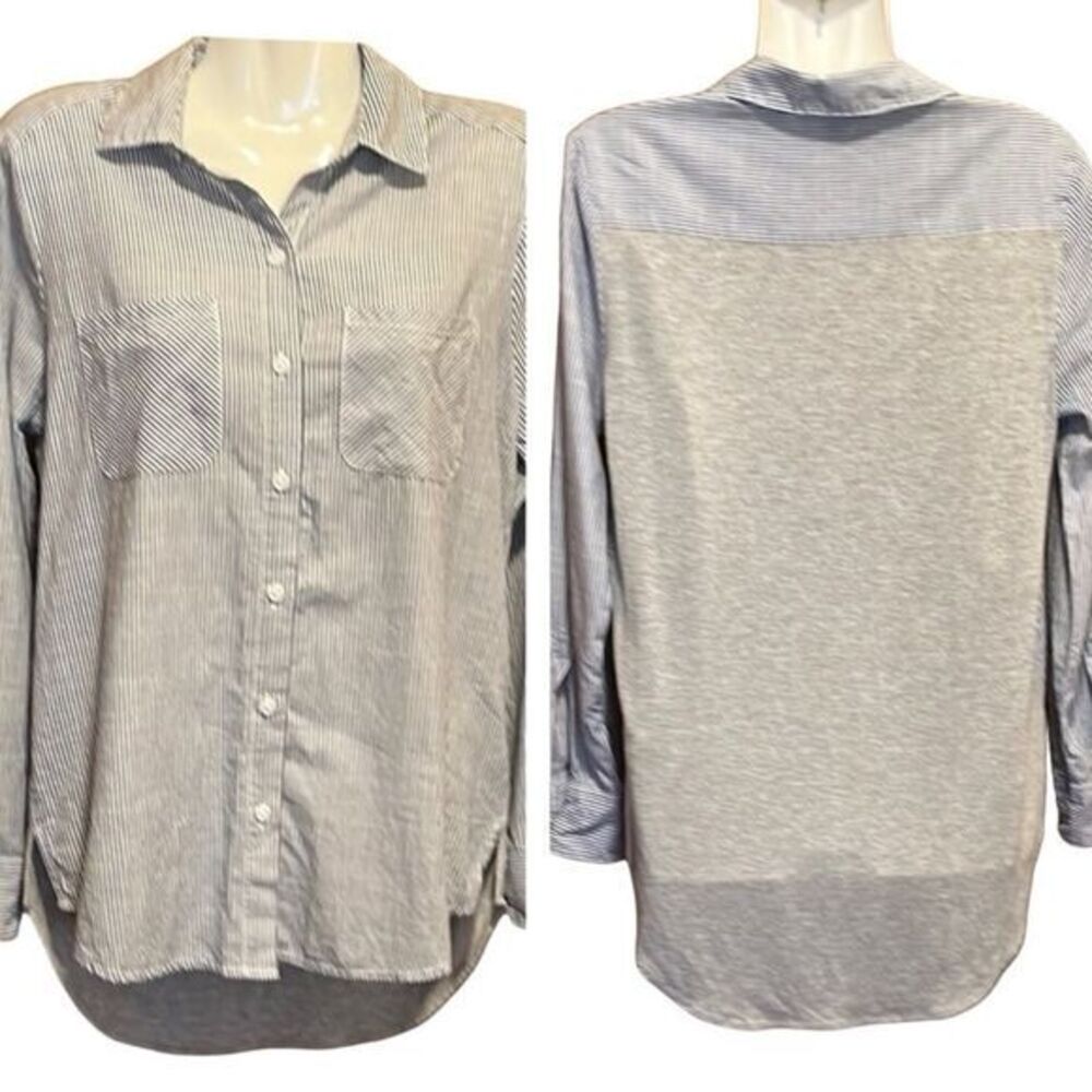 BeachLunchLounge womens shirt XS mixed media‎ striped lightweight beachy coverup